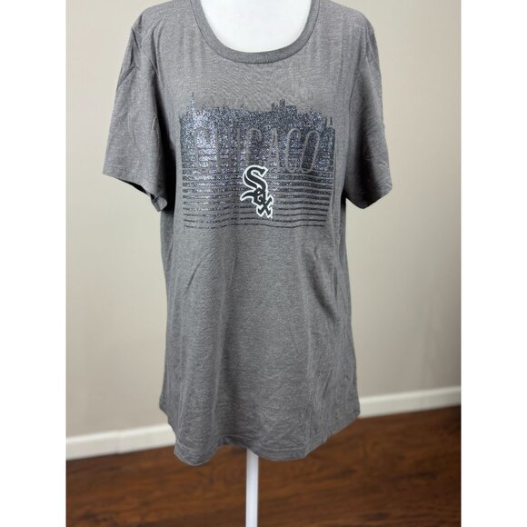 Chicago White Sox Womens Glitter Graphic T-Shirt Gray Short Sleeve MLB Tee XXL - Picture 2 of 10
